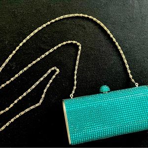 Letty Turquoise Crystal Evening Purse Clutch Handbag Bag Gorgeous